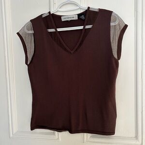 Women's Chocolate V-Neck Blouse